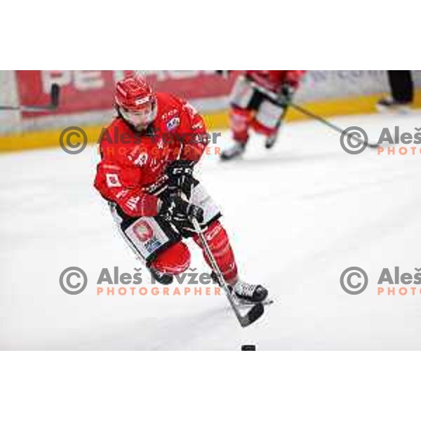 David Planko in action during second game of the Final of Slovenian Championship ice-hockey match between SIJ Acroni Jesenice and SZ Olimpija in Jesenice, Slovenia on May 3, 2021