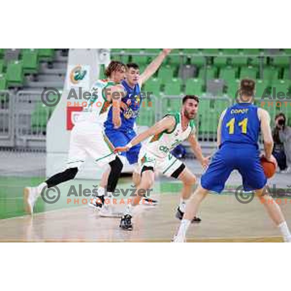 Of Cedevita Olimpija in action during quarter-final of Nova KBM league basketball match between Cedevita Olimpija and Hopsi Polzela in SRC Stozice, Ljubljana on May 4, 2021