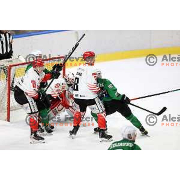 in action during third game of the Final of Slovenian Championship ice-hockey match between SZ Olimpija and SIJ Acroni Jesenice in Ljubljana, Slovenia on May 5, 2021