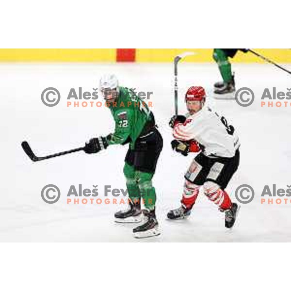 in action during third game of the Final of Slovenian Championship ice-hockey match between SZ Olimpija and SIJ Acroni Jesenice in Ljubljana, Slovenia on May 5, 2021