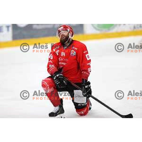 Andrej Hebar during fourth game of the Final of Slovenian Championship ice-hockey match between SIJ Acroni Jesenice and SZ Olimpija in Jesenice, Slovenia on May 7, 2021