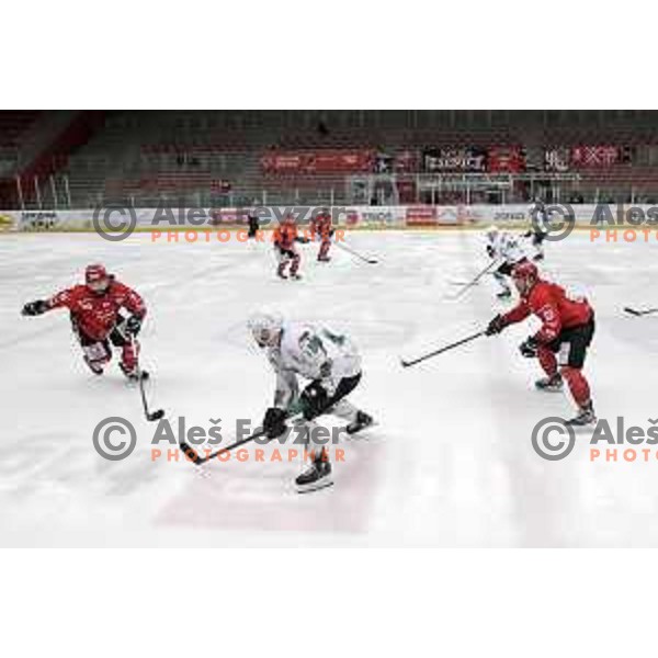 during fourth game of the Final of Slovenian Championship ice-hockey match between SIJ Acroni Jesenice and SZ Olimpija in Jesenice, Slovenia on May 7, 2021
