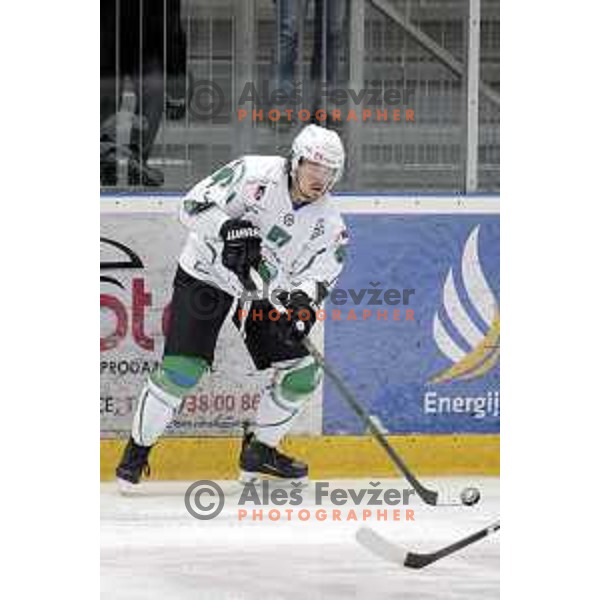 Marc Oliver Vallerand during fourth game of the Final of Slovenian Championship ice-hockey match between SIJ Acroni Jesenice and SZ Olimpija in Jesenice, Slovenia on May 7, 2021