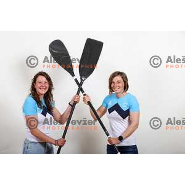 Alja Kozorog and Eva Tercelj, members of Slovenia Olympic team for Tokyo 2020 Summer Olympic Games during photo shooting in Ljubljana, Slovenia on May 11, 2021