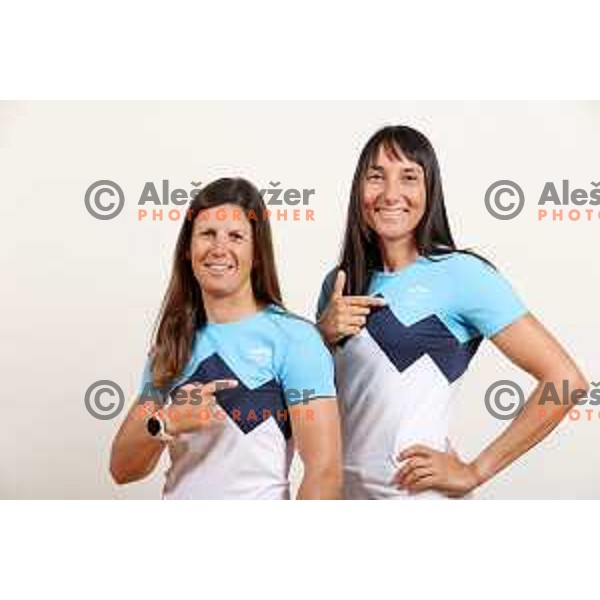 Tina Mrak and Veronika Macarol, members of Slovenia Olympic team for Tokyo 2020 Summer Olympic Games during photo shooting in Ljubljana, Slovenia on May 11, 2021