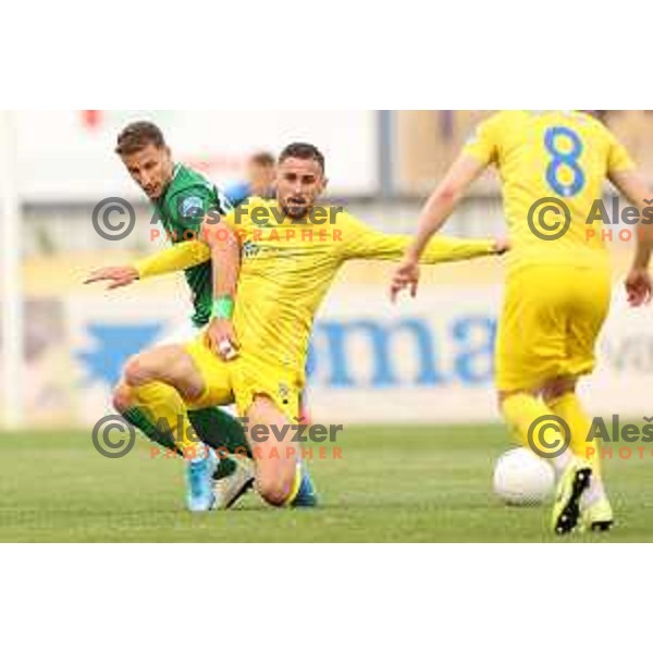 Uros Korun and Dario Kolobaric in action during Pivovarna Union Slovenian Cup 2020-2021 football match between Domzale and Olimpija in Domzale, Slovenia on May 12, 2021