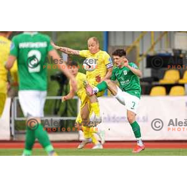 Senijad Ibricic and Radivoj Bosic in action during Pivovarna Union Slovenian Cup 2020-2021 football match between Domzale and Olimpija in Domzale, Slovenia on May 12, 2021
