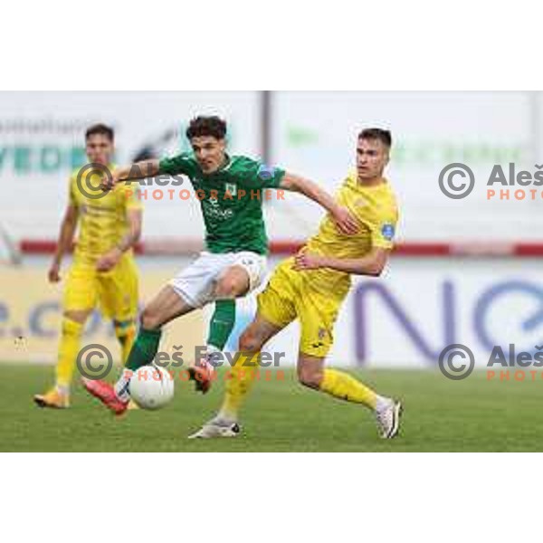Radivoj Bosic and Mattias Kait in action during Pivovarna Union Slovenian Cup 2020-2021 football match between Domzale and Olimpija in Domzale, Slovenia on May 12, 2021