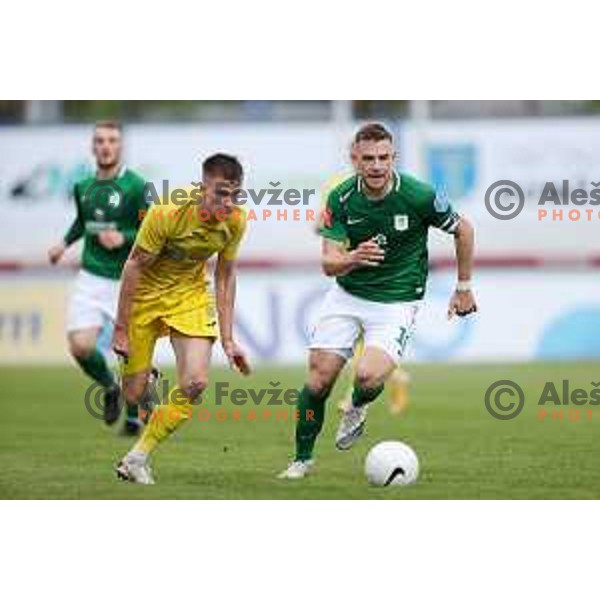 Mattias Kait and Timi Max Elsnik in action during Pivovarna Union Slovenian Cup 2020-2021 football match between Domzale and Olimpija in Domzale, Slovenia on May 12, 2021