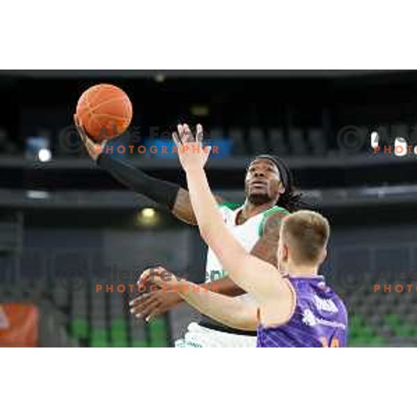 Kendrick Perry in action during semi-final of Nova KBM league basketball match between Cedevita Olimpija and Helios Suns in Ljubljana on May 14, 2021