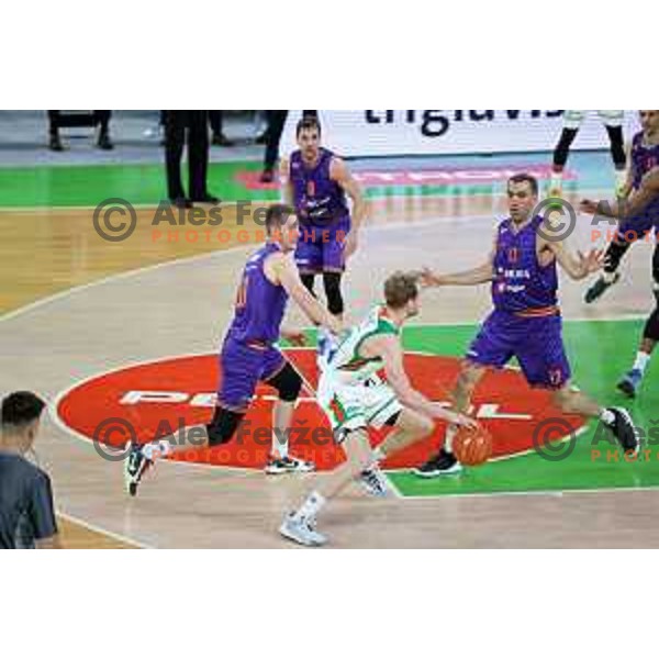 Jaka Blazic in action during semi-final of Nova KBM league basketball match between Cedevita Olimpija and Helios Suns in Ljubljana on May 14, 2021 
