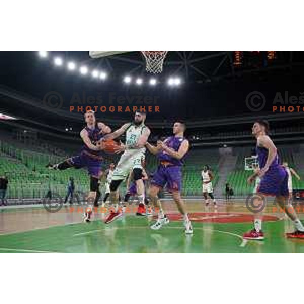 Ziga Dimec in action during semi-final of Nova KBM league basketball match between Cedevita Olimpija and Helios Suns in Ljubljana on May 14, 2021
