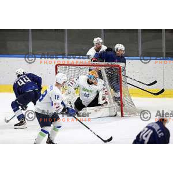Luka Gracnar in action during Beat Covid-19 ice-hockey tournament match between Slovenia and France in Tivoli Hall, Ljubljana on May 17, 2021