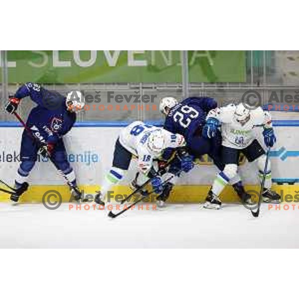 In action during Beat Covid-19 ice-hockey tournament match between Slovenia and France in Tivoli Hall, Ljubljana on May 17, 2021
