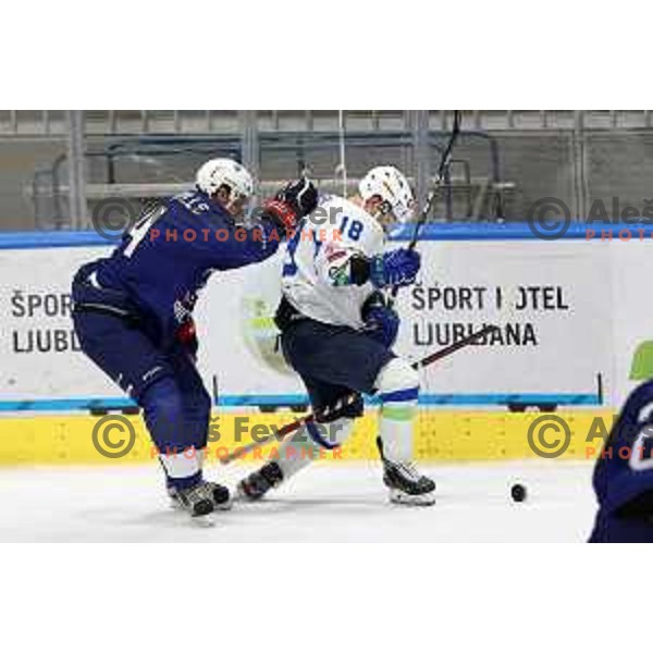 Ken Ograjensek in action during Beat Covid-19 ice-hockey tournament match between Slovenia and France in Tivoli Hall, Ljubljana on May 17, 2021