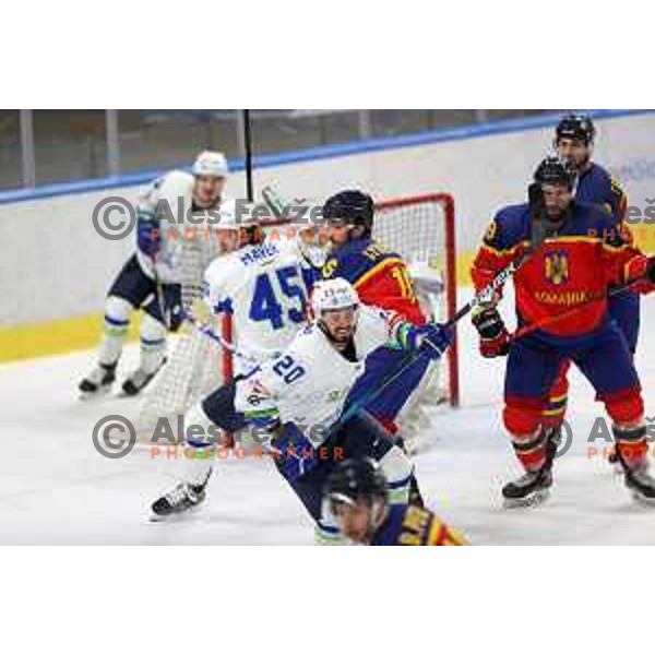 In action during Beat Covid-19 ice-hockey tournament match between Slovenia and Romania in Tivoli Hall, Ljubljana on May 18, 2021
