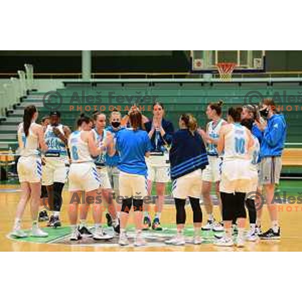 in action during women\'s friendly basketball match between Slovenia and Montenegro in Lasko, Slovenia on May 21, 2021