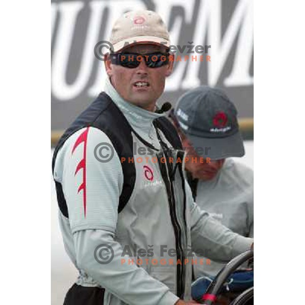 Russell Coutts at America\'s Cup Final sailing match race between team New Zealand and team Alinghi in Auckland, New Zealand on March 2, 2003. Team Alinghi defeated Team New Zealand 5:0