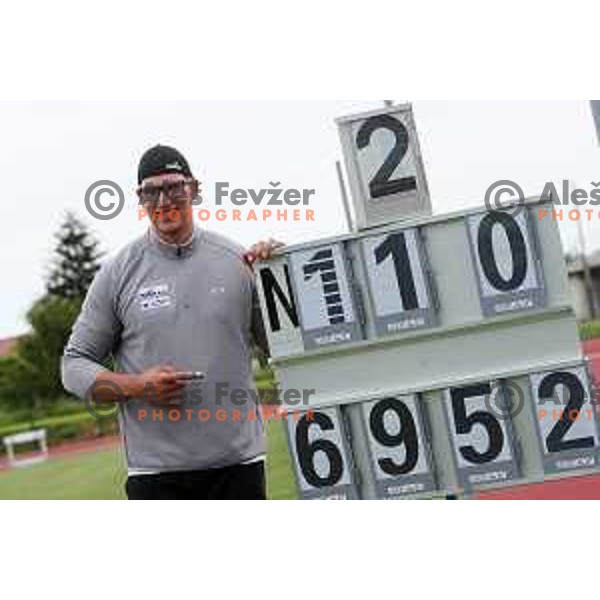 Kristjan Ceh throws Slovenian record during Athletic Cup at Ptuj, Slovenia on May 27, 2021