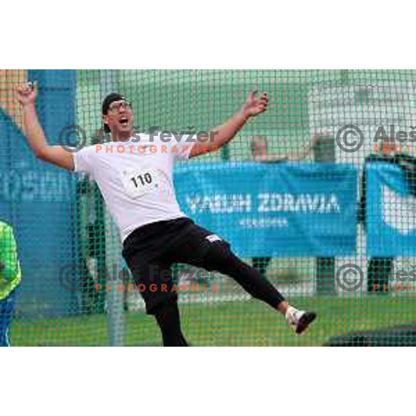 Kristjan Ceh throws Slovenian record during Athletic Cup at Ptuj, Slovenia on May 27, 2021
