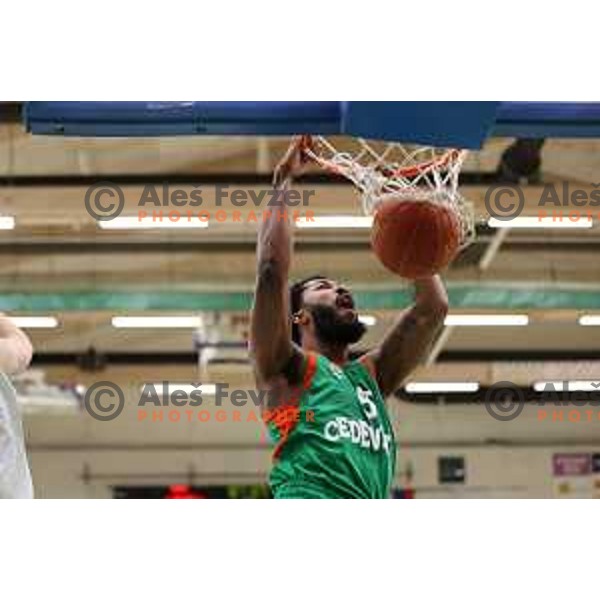 Mikael Hopkins in action during second game of the Final of Nova KBM league between Krka and Cedevita Olimpija in Novo Mesto on May 28, 2021