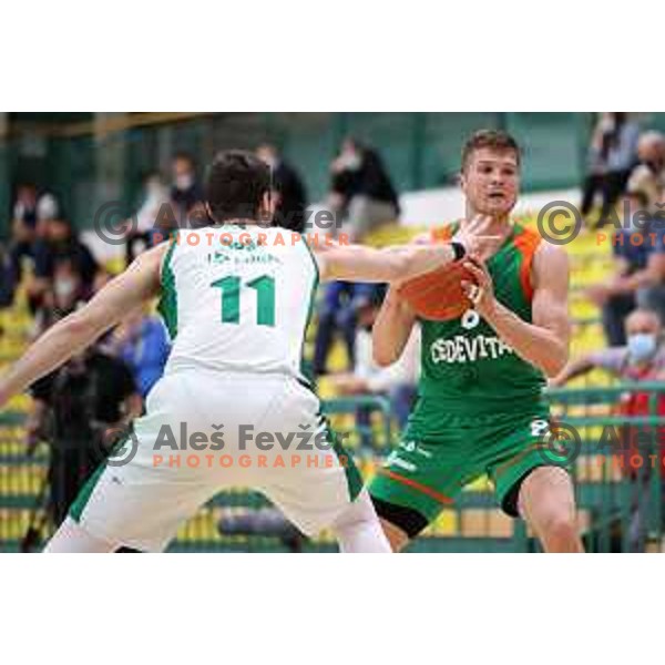 Edo Muric in action during second game of the Final of Nova KBM league between Krka and Cedevita Olimpija in Novo Mesto on May 28, 2021