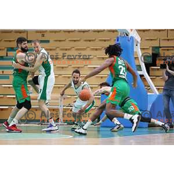 Rok Stipcevic and Alen Hodzic in action during second game of the Final of Nova KBM league between Krka and Cedevita Olimpija in Novo Mesto on May 28, 2021