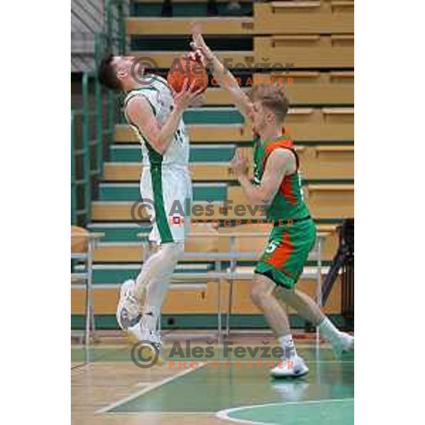 Nejc Baric and Luka Rupnik in action during second game of the Final of Nova KBM league between Krka and Cedevita Olimpija in Novo Mesto on May 28, 2021