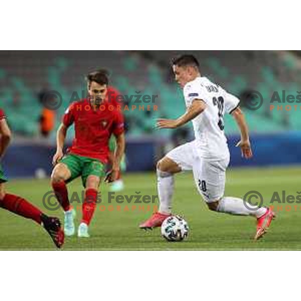 Giacomo Raspadori in action during match between Portugal and Italy in quarter-final of UEFA Under-21 Championship, Ljubljana, Slovenia on May 31, 2021