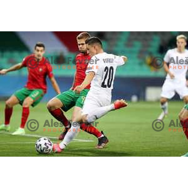 Giacomo Raspadori in action during match between Portugal and Italy in quarter-final of UEFA Under-21 Championship, Ljubljana, Slovenia on May 31, 2021