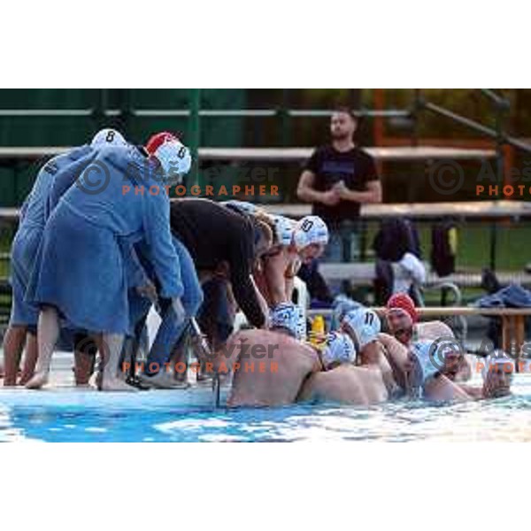 Ales Komelj, head coach of Calcit Kamnik in action during fourth match of the Waterpolo Final between Calcit Kamnik and Triglav in Kamnik, Slovenia on June 2, 2021