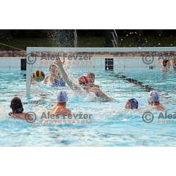 Gasper Zurbi of Calcit Kamnik in action during fourth match of the Waterpolo Final between Calcit Kamnik and Triglav in Kamnik, Slovenia on June 2, 2021