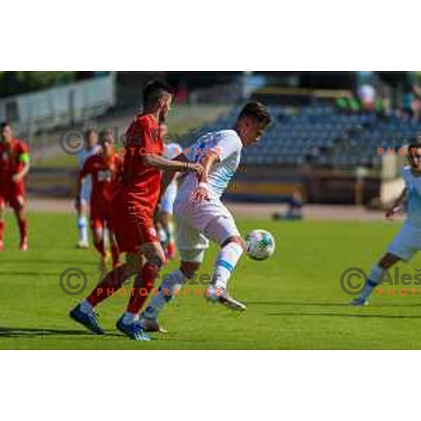 of Slovenia in action during U-21 friendly match between Slovenia and North Macedonia in Krsko , Slovenia on June 3, 2021