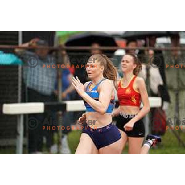 Maja Mihalinec Zidar competes at 200 meters during second day of Slovenian Athletics National Championship in Kranj on June 6, 2021