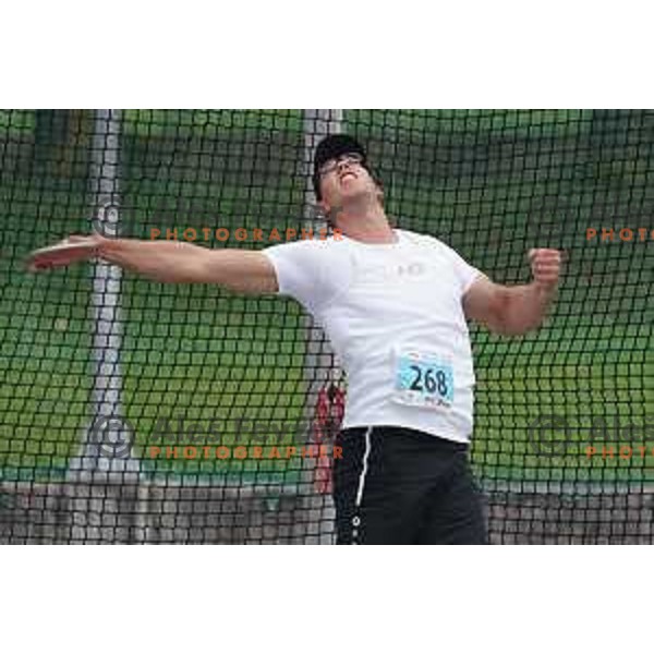 Kristjan Ceh competes in men\'s discus throw during second day of Slovenian Athletics National Championship in Kranj on June 6, 2021