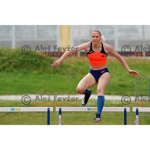 Agata Zupin, winner of women\'s 400 meters hurdles during second day of Slovenian Athletics National Championship in Kranj on June 6, 2021