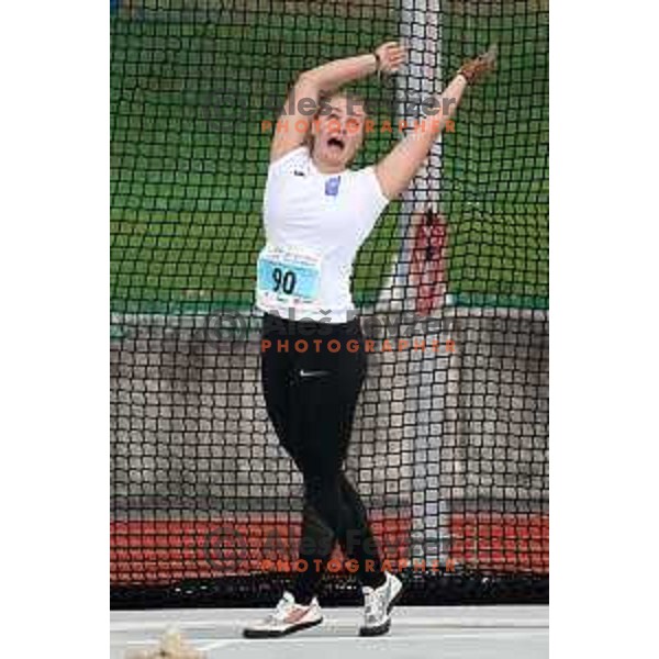 Lina Cater competes in women\'s hammer throw during second day of Slovenian Athletics National Championship in Kranj on June 6, 2021