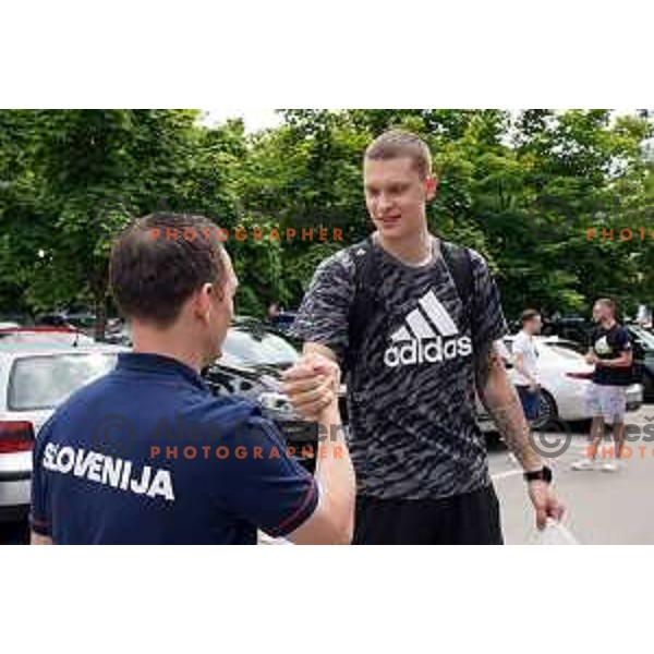 Jurij Macura at meeting of Slovenia Basketball team for Tokyo 2020 Qualification tournament before departing to base camp in Zrece, Slovenia on June 10, 2021