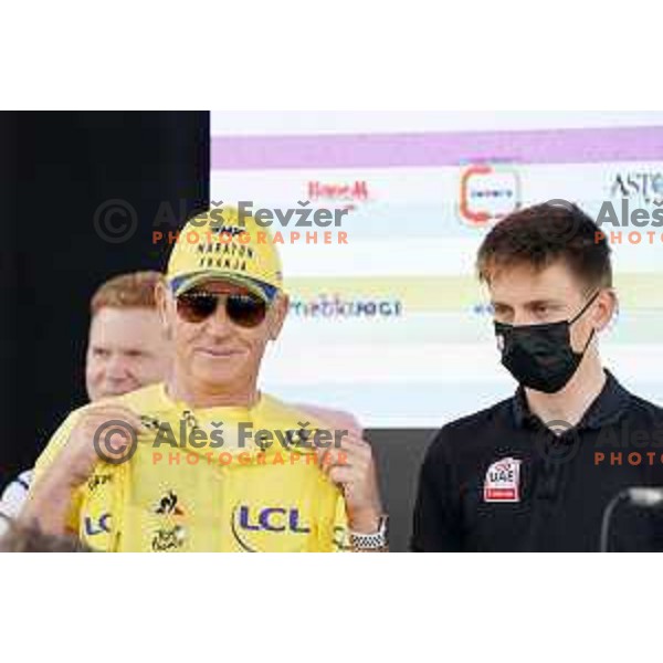 Joze Mermal and Tadej Pogacar at Tour of Slovenia 2021 UCI Pro Cycling race fifth stage Ljubljana-Novo mesto, Slovenia on June 13, 2021