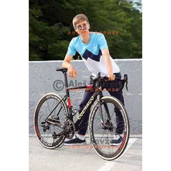Tadej Pogacar, member of Slovenia Olympic team for Tokyo Summer Olympic games during photo shooting in Planica, Slovenia on June 15, 2021
