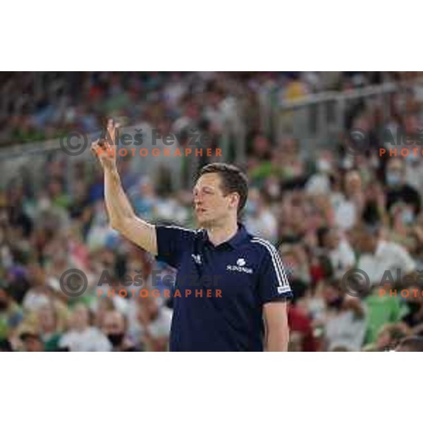 Aleksander Sekulic, head coach of Slovenia during friendly basketball match in preparation for Olympic Qualification tournament between Slovenia and Croatia in Arena Stozice, Ljubljana, Slovenia on June 18, 2021