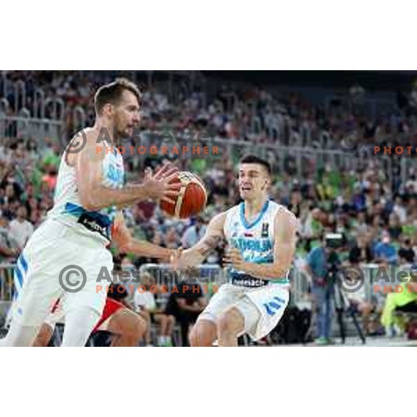 in action during friendly basketball match in preparation for Olympic Qualification tournament between Slovenia and Croatia in Arena Stozice, Ljubljana, Slovenia on June 18, 2021