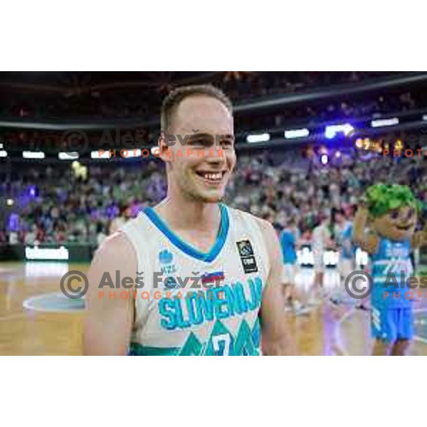 Klemen Prepelic in action during friendly basketball match in preparation for Olympic Qualification tournament between Slovenia and Croatia in Arena Stozice, Ljubljana, Slovenia on June 18, 2021