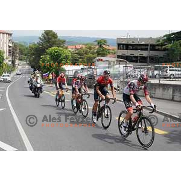 Kristjan Koren and Tadej Pogacar cycling in Men’s Elite category race (174 km) at Slovenian Road Championship in Koper, Slovenia on June 20, 2021