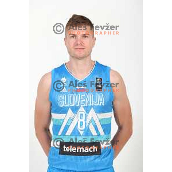 Edo Muric, member of Slovenia basketball team for Olympic Qualification tournament during photo session in Ljubljana, Slovenia on June 22, 2021