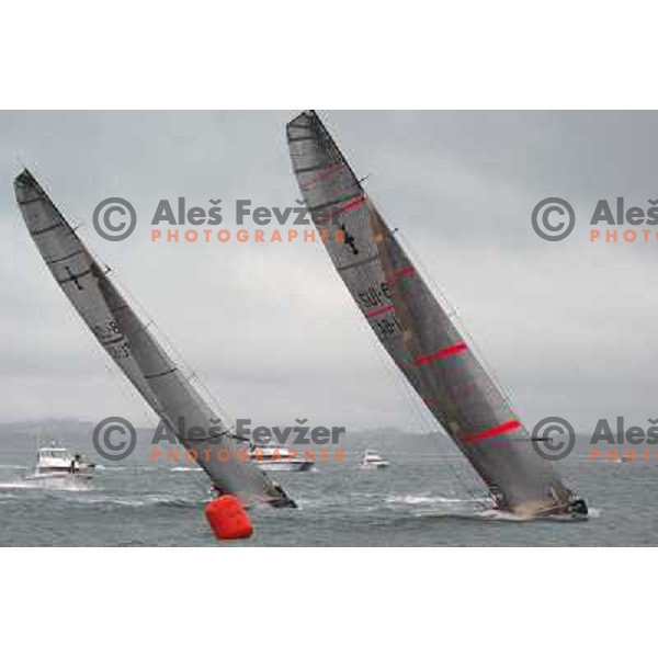 at America\'s Cup Final sailing match race between team New Zealand and team Alinghi in Auckland, New Zealand on March 2, 2003. Team Alinghi defeated Team New Zealand 5:0