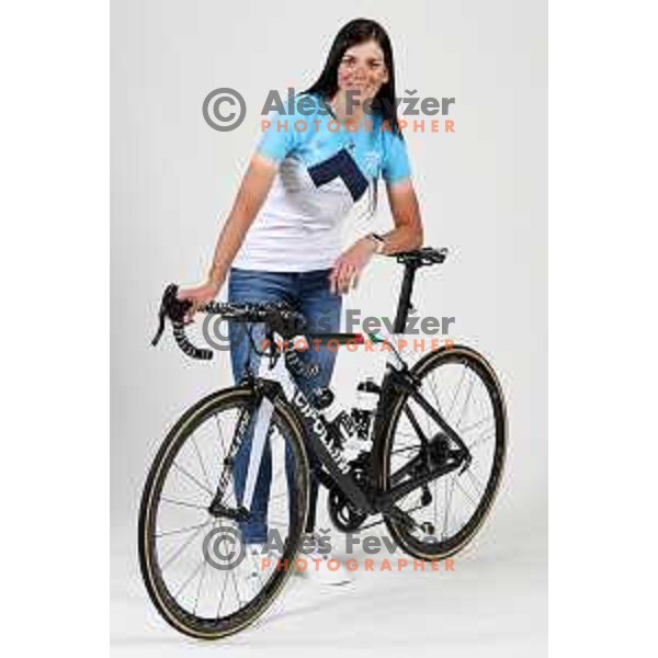 Eugenia Bujak, member of Slovenia Olympic cycling team for Tokyo Summer Olympic games during photo shooting in Ljubljana, Slovenia on June 14, 2021