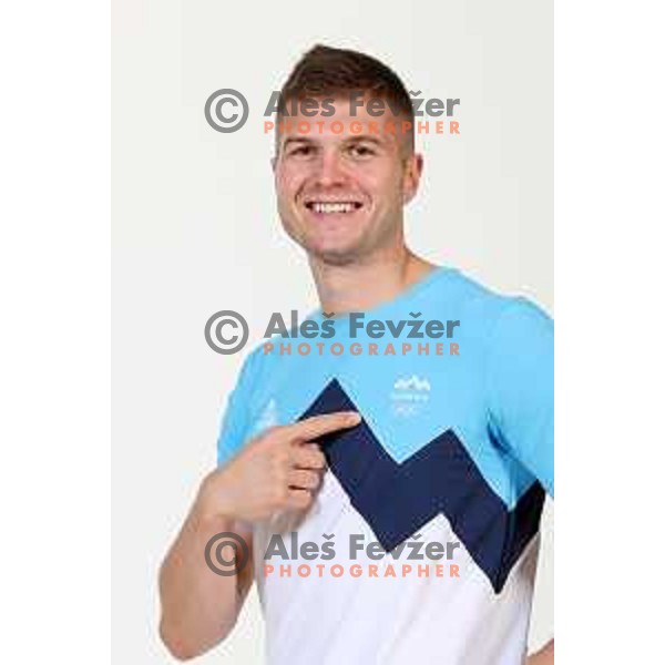 Edo Muric, member of Slovenia basketball team for Olympic Qualification tournament during photo session in Ljubljana, Slovenia on June 19, 2021