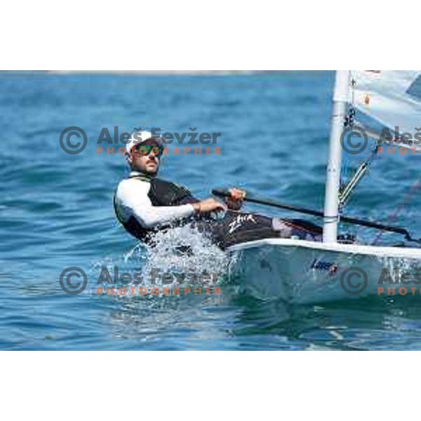 Zan Luka Zelko, member of Slovenia Sailing team for Tokyo 2020 Summer Olympic games during practice session in Portoroz, Slovenia on July 7, 2021