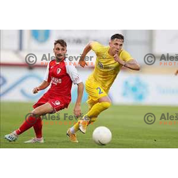 Andraz Zinic in action during UEFA Conference League first qualifying round football match between Domzale (SLO) and Swift Hesper (LUX) in Domzale Sports Park, Slovenia on July 8, 2021
